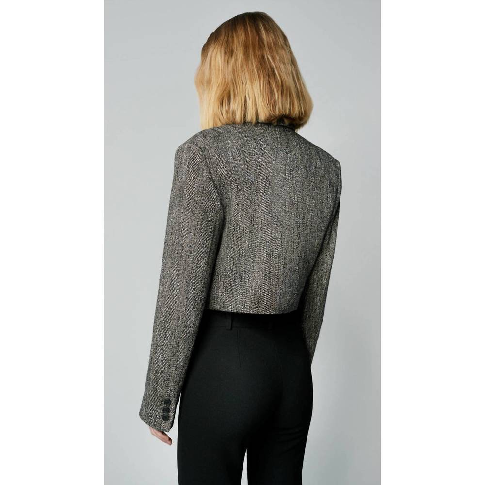 NEW SMYTHE cut off blazer in tobacco tweed - Picture 2 of 3